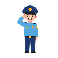 Cartoon Policeman Saluting, Police Officer Illustration, Child Friendly