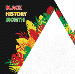 BLACK HISTORY MONTH DESIGN WITH RED YELLOW AND GREEN COLOR TRIANGLE STYLE