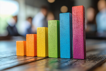 Colorful rainbow bar chart showing growth in data analysis Generative AI