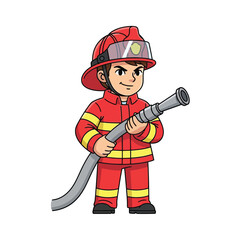 Cartoon Firefighter Illustration Hero, Fireman, Emergency Services