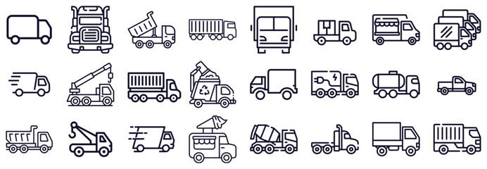 Diverse Collection of Truck Icons for Transportation and Logistics © Papri_stock