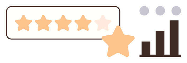 Star rating with one star highlighted plus a bar graph indicating performance, feedback trends, and reviews. Ideal for customer satisfaction, quality assessment, service ranking, business growth