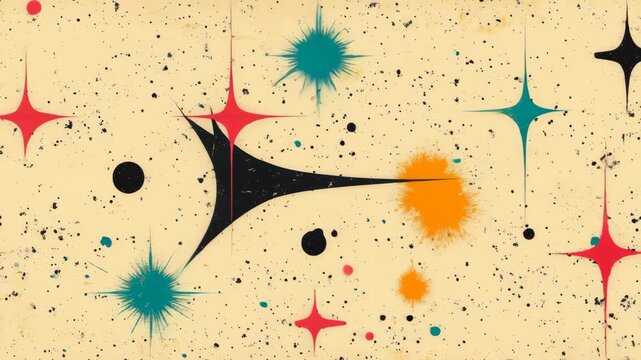 Retro Vintage 50s Background with a Mid Century Modern Atomic Starburst Pattern.