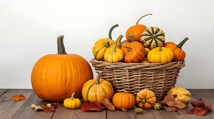 Autumn pumpkins and gourds in a festive harvest setting