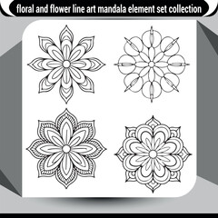 Intricate floral mandala line art collection decorative ornamental design elements vector