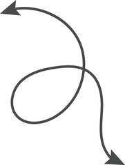 Dual sided Hand drawn curve line arrow. Double side curved outline arrows set. two side Wavy line arrow collection. zigzag arrows