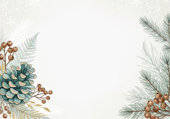 Beautiful watercolor holiday background with pinecone and berries, perfect for festive greetings and winter designs