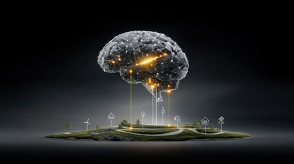 Digital Brain - Futuristic Concept of Artificial Intelligence.