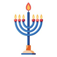 Hanukkah menorah with flames and candles is a symbol of the holiday and celebration