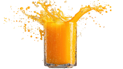 Juicy orange fruit in realistic orange juice splash