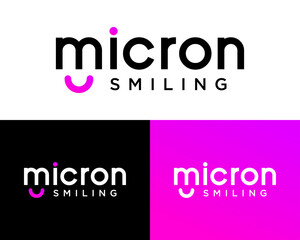 Logo design letter m monogram and smile for dental clinic.