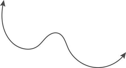 Dual sided Hand drawn curve line arrow. Double side curved outline arrows set. two side Wavy line arrow collection. zigzag arrows