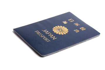 Blue Japanese passport on a white background