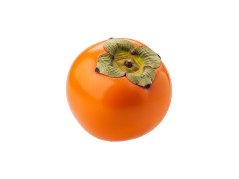 Round orange persimmon isolated on white background.