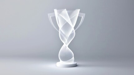 Abstract Glowing Trophy with Swirling Light on Pedestal.