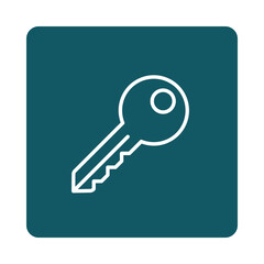 Simple white outline of a key isolated on transparent background