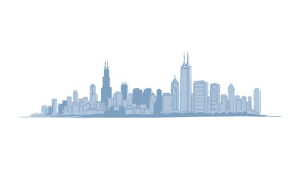 Fototapeta premium City Skyline Silhouette: The elegant outline of a modern city's skyline, showcasing iconic skyscrapers and urban development against the sky.