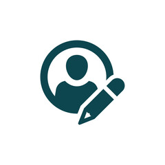 User profile icon with a pencil for editing or creating an account isolated on transparent background