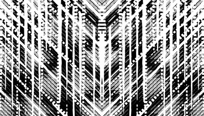 Black and white abstract and grunge pattern with sharp arrows shape for sporty background and design element. Vector Format Illustration. 