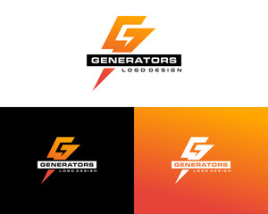 Dynamic G Lightning Bolt Logo for Generators Company Branding