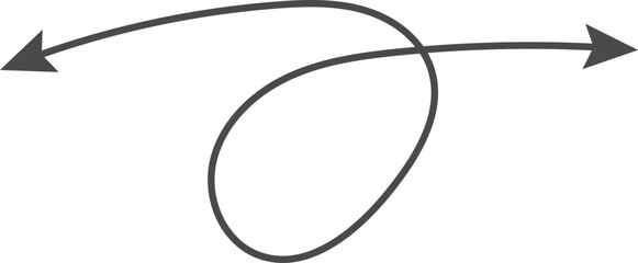 Dual sided Hand drawn curve line arrow. Double side curved outline arrows set. two side Wavy line arrow collection. zigzag arrows