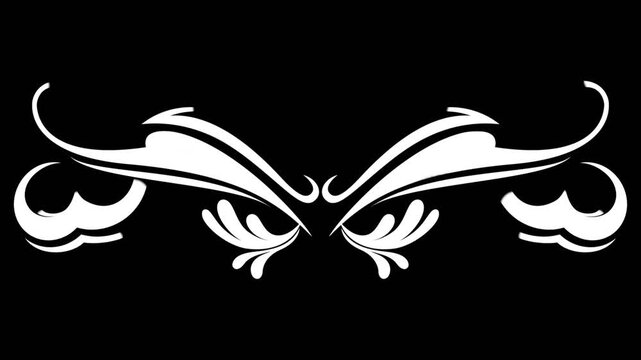 black and white floral ornament motion design collection with alpha channel