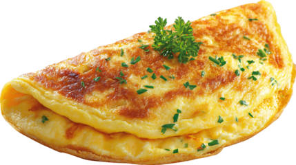 Omelet with parsley, cherry tomatoes, and copyspace