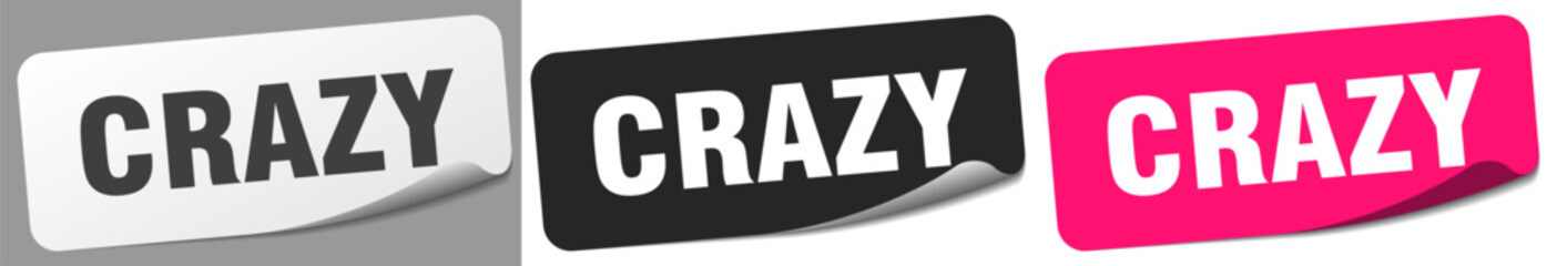 crazy sticker. crazy sticker set on white background