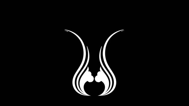 black and white floral ornament motion design collection with alpha channel
