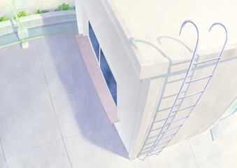 テキストを乗せやすい余白のある背景_学校の屋上