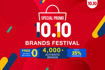 10.10 Shopping day sale banner template design special offer discount, shopping banner template. Super Brands Festival. Eps10 vector illustration