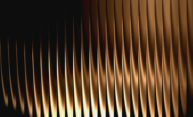 luxury bronze metallic stripes wave texture background, shiny abstract gradient fractal ripple glass pattern for modern design, elegant wallpaper, and digital art backdrop. 