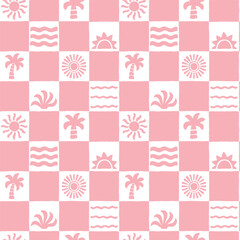 summer pattern with checkered background
