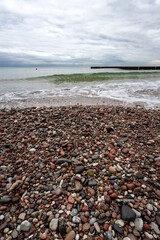 sandy beach on the embankment of Zelenogradsk