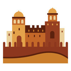 Ancient orthodox church architecture vector illustration of a stone castle tower against the sky