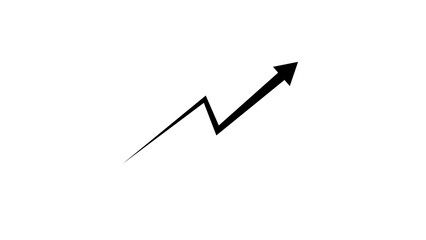 A bold black arrow with a jagged upward trend indicating growth and progress against a clean white background