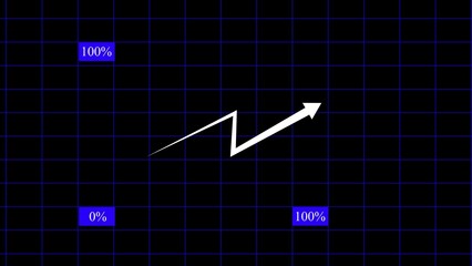 Abstract digital graph showing upward trend with arrow and percentage indicators on dark blue grid