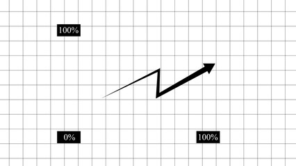 Abstract graphic representing business growth and progress with a zig zag arrow and percentage markers on a grid