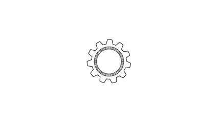 Detailed oval gear sprocket illustration with intricate teeth and inner mechanism on a white background