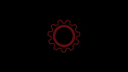 Mysterious glowing red portal or gateway with intricate ornate frame on a dark background