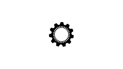 Close up black silhouette of a single cogwheel or gear on a clean white background