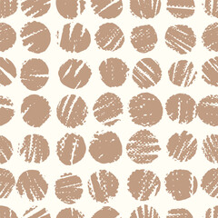 Subtle pattern with hand drawn beige nude dots in perfect grid alignment on white background for elegant home textiles