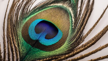 Fototapeta premium Feathered Spectacle. A Study in Iridescence, Texture, and Abstract Eye Form.