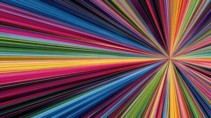 Abstract dynamic background with vivid multicolor speed lines converging toward the center, high contrast, Japanese manga-style impact lines