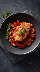 Roasted chicken white bean tomato herb rustic bowl comfort food savory homemade