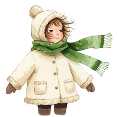 Adorable Child Dressed Warmly For A Cold Winter Day Illustration