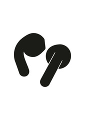 Flat design of airbuds vector in black and white perfect for apps, website, logo or sign 