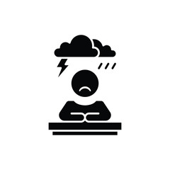 Sad person with storm cloud above head, depicting emotions, depression, anxiety, mental health struggles, sadness, stress, and negative feelings. Suitable for mental health awareness campaigns