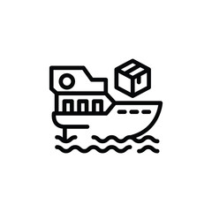 Obraz premium Cargo ship sailing with a large container on the sea. Suitable for transportation and logistics industries, shipping companies, and global trade.