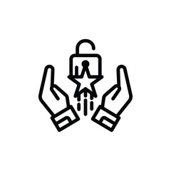 Hands unlocking star symbolizing success ideal for business, achievement, growth, motivation, and leadership concepts in designs.
